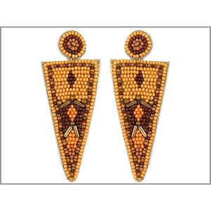 Dobbi 13-2271Mustard Colorful Triangle Beaded Drop Dangling Earrings (