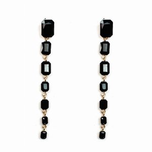 Dobbi MER4252GDJET Crystal Stone Drop Dangling Post Earrings ( Variety