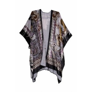 Saachiwholesale 806488 Paisley Burnout Velvet Kimono (pack Of 1)