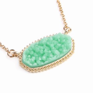 Dobbi VNE0531GDMN Resin Druzy Stone Pendant Necklaces ( Variety Colors