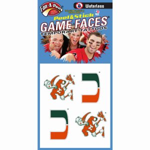 Innovative CJ52R MIAMI Fan-a-peel  Gamesfaces Water Tattoos (pack Of 5