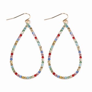 Dobbi VE2578LML Multi-color Rhinestone Teardrop Drop Dangling Earrings