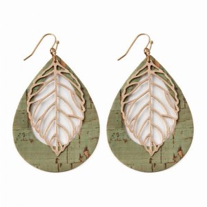 Dobbi TE7110MN Vintage Teardrop With Cast Meal Leaf Earrings ( Variety