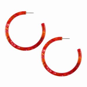 Dobbi VE2362RD Colorful Post Hoop Resin Earrings ( Variety Colors Avai