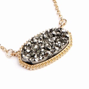 Dobbi VNE0531GDHE Resin Druzy Stone Pendant Necklaces ( Variety Colors