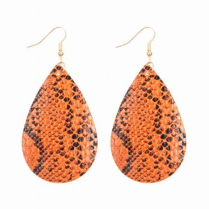 Dobbi HDE2620OR Snake Skin Leather Teardrop Dangle Earrings ( Variety 