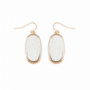 Dobbi VE2372WT Oval Druzy Dangling Drop Hook Earrings ( Variety Colors