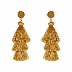 Dobbi HDE-2484MU Acrylic Druzy Post Tassel Drop Dangling Earrings ( Va