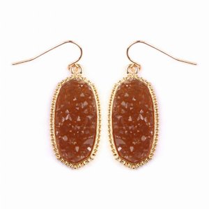 Dobbi VE-1549GDRD Druzy Small Drop Dangling Earrings ( Variety Of Colo