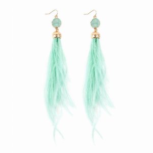 Dobbi HDE2290MN Druzy Stone With Dangling Feather Earrings ( Variety C