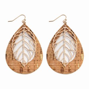 Dobbi TE7110GDBE Vintage Teardrop With Cast Meal Leaf Earrings ( Varie