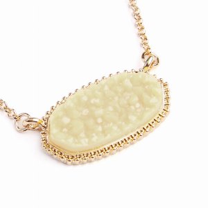 Dobbi VNE0531GDIV Resin Druzy Stone Pendant Necklaces ( Variety Colors