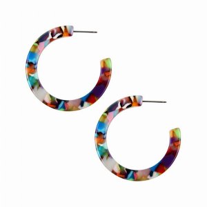 Dobbi VE2292DMT Colorful Post Hoop Resin Earrings ( Variety Colors Ava