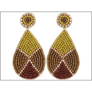 Dobbi 13-2768Olive Colorful Teardrop Beaded Drop Dangling Earrings ( V