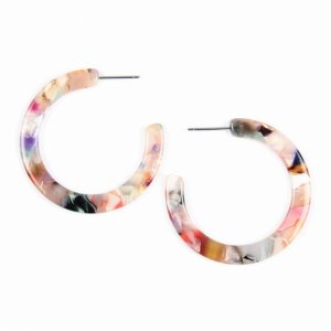 Dobbi VE2292LMT Colorful Post Hoop Resin Earrings ( Variety Colors Ava