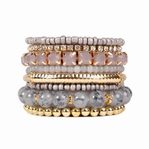 Dobbi HDB1286LGY Natural Stone Beads Stretch Bracelets Multi Color ( V