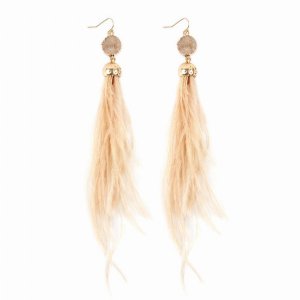 Dobbi HDE2290CP Druzy Stone With Dangling Feather Earrings ( Variety C