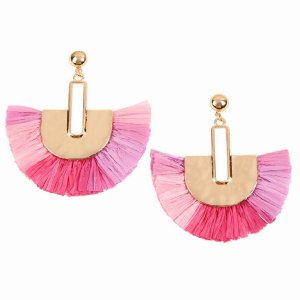 Dobbi SE6381PK Multi Tone Dangling Fan Shape Drop Dangle Earrings ( Va