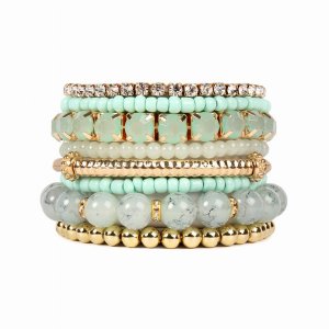 Dobbi HDB1286LMN Natural Stone Beads Stretch Bracelets Multi Color ( V