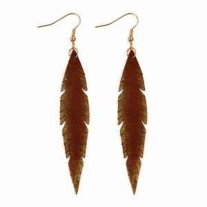 Dobbi HDE2501BR Grunge Feather Leather Drop Dangle Earrings ( Variety 