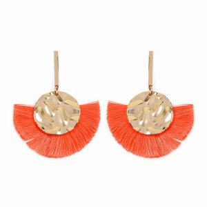 Dobbi SE6815NOR Hammered Disc Drop Fan Tassel Dangle Earrings ( Variet