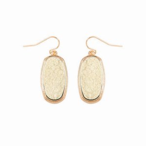 Dobbi VE2372IV Oval Druzy Dangling Drop Hook Earrings ( Variety Colors