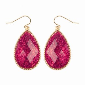 Dobbi VE2397WGFU Faceted Teardrop Glitters Drop Dangle Earrings ( Vari