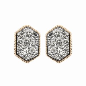 Dobbi VE2334GDHE Druzy Hexagon Post Stud Earrings ( Variety Of Colors 