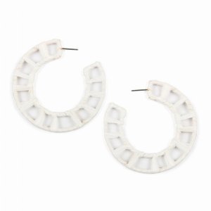 Dobbi IE0472WT Semi Circle Straw Wrapped Post Hoop Earrings( Variety C