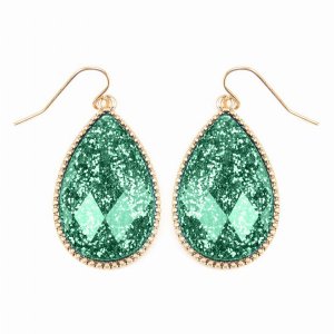 Dobbi VE2397WGGR Faceted Teardrop Glitters Drop Dangle Earrings ( Vari