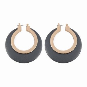 Dobbi MYE1028GY Wood In Metal Hinge Hoop Earrings ( Variety Colors Ava