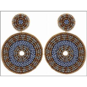 Dobbi 13-2762Grey Colorful Round Beaded Drop Dangling Earrings ( Varie