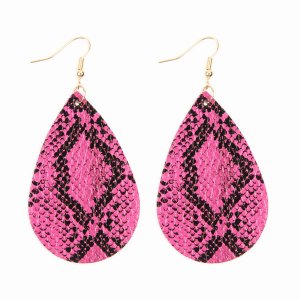 Dobbi HDE2620HPK Snake Skin Leather Teardrop Dangle Earrings ( Variety