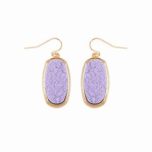 Dobbi VE2372LV Oval Druzy Dangling Drop Hook Earrings ( Variety Colors