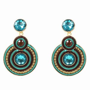 Dobbi MER4457TEBR Soutache Stone Opal Bead Drop Dangle Post Earrings (