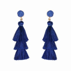 Dobbi HDE-2484SP Acrylic Druzy Post Tassel Drop Dangling Earrings ( Va