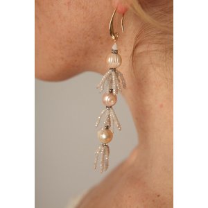 Saachiwholesale 609965 Layered Pearl Tarameen Earring (pack Of 1)