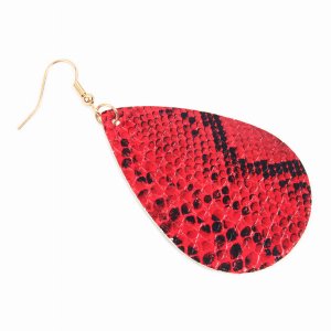 Dobbi HDE2620RD Snake Skin Leather Teardrop Dangle Earrings ( Variety 