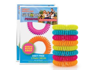 Bulk BJ481 Superband 2 Pack Neon Insect Repelleing Bracelet