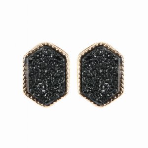 Dobbi VE2334GDBK Druzy Hexagon Post Stud Earrings ( Variety Of Colors 