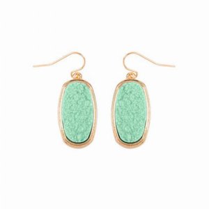 Dobbi VE2372MN Oval Druzy Dangling Drop Hook Earrings ( Variety Colors