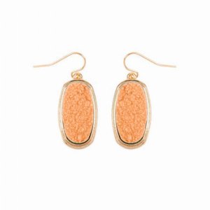 Dobbi VE2372PE Oval Druzy Dangling Drop Hook Earrings ( Variety Colors