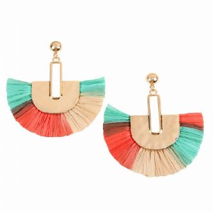 Dobbi SE6381MT Multi Tone Dangling Fan Shape Drop Dangle Earrings ( Va