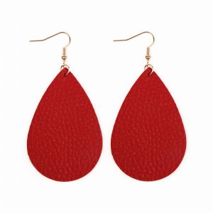 Dobbi HDE2272RD Teardrop Leather Earrings ( Variety Of Colors Availabl