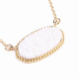 Dobbi VNE0531GDWT Resin Druzy Stone Pendant Necklaces ( Variety Colors