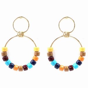 Dobbi AER4169GDMU Acrylic Bead Round Post Drop Dangle Earrings ( Varie