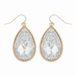 Dobbi VE2397WGSV Faceted Teardrop Glitters Drop Dangle Earrings ( Vari