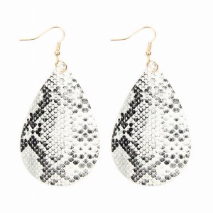 Dobbi HDE2620WT Snake Skin Leather Teardrop Dangle Earrings ( Variety 