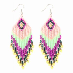 Dobbi HDE2580PK Seed Beads Dangling Drop Earrings ( Variety Of Colors 