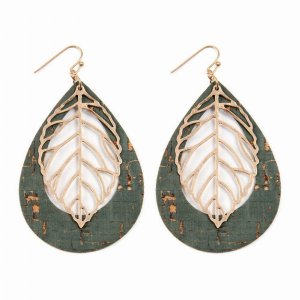 Dobbi TE7110TL Vintage Teardrop With Cast Meal Leaf Earrings ( Variety